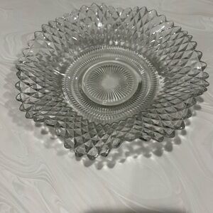 Indiana Glass 1940s Diamond Point Ruffle Rim candy Dish Bowl/ Jewelry Trinket